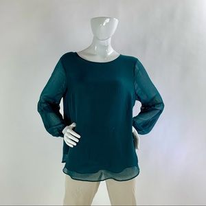 Women’s Extra Large (XL) Green Sheer APT. 9 Long Sleeve Blouse